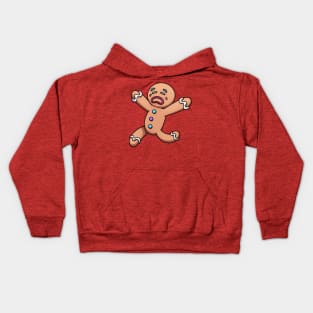 Crying Scared Running Gingerbread Man Cartoon Kids Hoodie